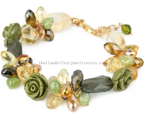 Handmade Crystal Moonstone Flower Bracelet