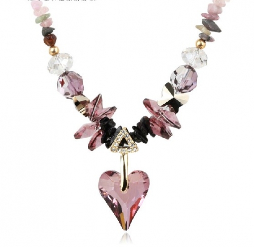 Handmade Korean Crystal Heart Charming Necklace