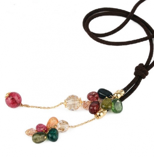 Handmade Korean Crystal Charming Long Necklace