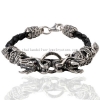 Handmade Thai Silver Fine Leather Dragon Bracelet Man Bracelet