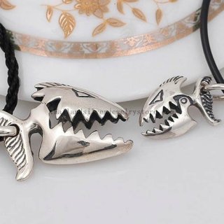 Handmade Thailand Silver Fish Pendants for Lovers