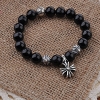 14MM Onyx Thai Silver OM Beads Cross Bracelet