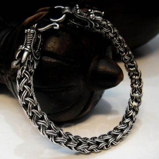 Handmade Thai 925 Silver Dragon Bracelet for Men