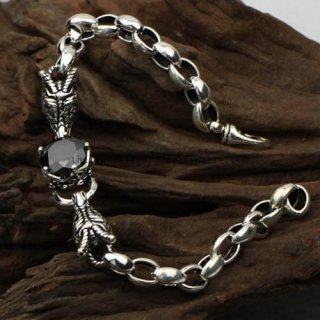 Handmade Thailand Silver Double Dragon Bracelet