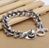 Handmade Thai 925 Silver Skull Bracelet Vintage Man Bracelet