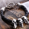 Handmade Thailand Leather Silver Skull Bracelet