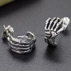 Handmade Silver Skull Hand Men's Earrings