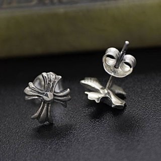 Handmade Silver Cross Earring for Men