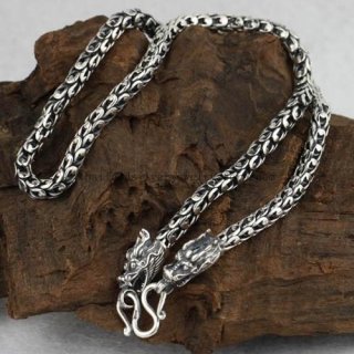 6MM Thailand Silver Dragon Lucky Necklace for Men