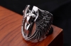 S925 sterling silver jewelry big guardian angel ring retro Thai silver personality exaggerated ring man domineering ring