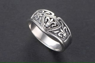 s925 sterling silver retro Thai silver men's fashionable Crusader flower anchor European and American style ring couple ring