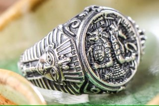 s925 sterling silver retro Thai silver personalized trendy men's Anubis Wanderer ancient Egyptian god personalized open ring