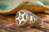 s925 sterling silver retro Thai silver men's fashionable five-pointed star inlaid with black agate star trend ring ring