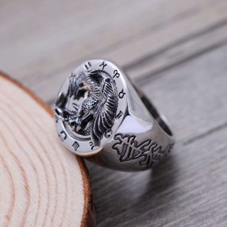 s925 sterling silver retro Thai silver fashionable and domineering men's index finger ring Tai Chi Bagua four mythical beasts Su