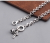 S925 sterling silver cross crown Madonna pendant bracelet for men and women, vintage个性 forest style student bracelet and anklet