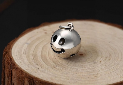 S925 Sterling Silver Jewelry Custom Simple Smile Bell Pendant for Men and Women, Thai Silver Bracelet and Necklace Charm