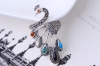 S925 sterling silver retro Thai silver fashion atmosphere peacock open-mouthed lady ring inlaid black agate