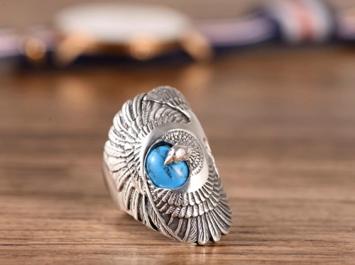 s925 sterling silver jewelry retro Thai silver personalized fashion turquoise eagle ring male eagle