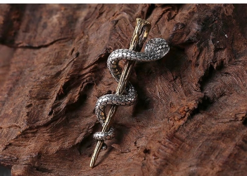 S925 Sterling Silver Jewelry Retro Thai Silver Necklace Pendant Creative Spectacle Snake King Charm Pendant