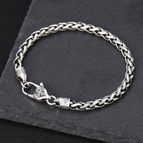 S925 sterling silver jewelry Thai silver vajra six-word mantra rope men's bracelet