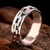 S925 sterling silver fashion trend personality geometric weave men can rotate the index finger to do Old Thai silver ring