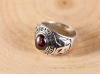 S925 silver jewelry vintage Thai Silver European and n personality crusader flower vampire black agate garnet ring man