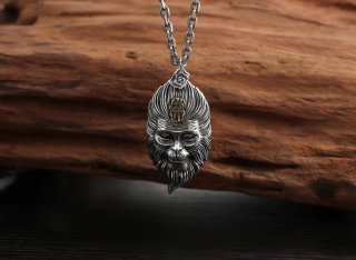 Buddha S925 Pure Silver Pendant - The Monkey King (Sun Wukong) - Good and Evil in a Thought - Car Pendant Men and Women