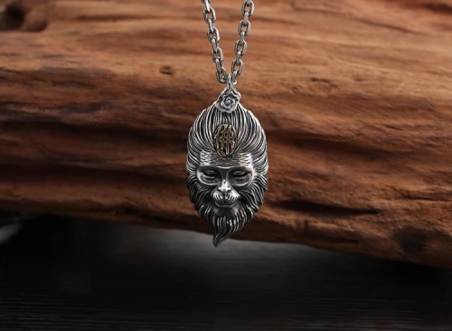 Buddha S925 Pure Silver Pendant - The Monkey King (Sun Wukong) - Good and Evil in a Thought - Car Pendant Men and Women