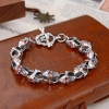 925 sterling silver jewelry retro trend men's rock skull with red eyes Thai silver bracelet