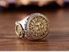 S925 Sterling Silver Retro Thai silver men's opening index finger ring fashion sun god totem pattern