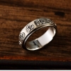 s925 sterling silver jewelry retro fashion trend men's and women's Sanskrit six-character mantra simple rotatable ring ring