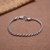 S925 Sterling Silver Unisex Italian Hemp Rope 3mm Unique Design Tibetan Silver Bracelet