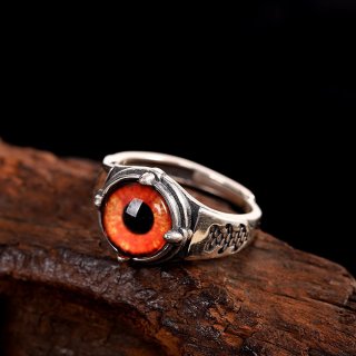 s925 sterling silver fashion trend domineering men's personality devil's eye retro Thai silver aged index finger European and Am