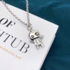 S925 Pure Silver Cartoon Cute Robot Pendant Couple Doll Silver Pendant Fashionable Sweater Chain Pendant Trend