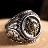 S925 sterling silver vintage Thai Silver Men's fashion domineering Sun Guteng totem grain ethnic atmosphere index ring