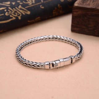 S925 New Model Hand-woven Toggle Dragon Skeleton Bracelet Pure Silver Trendy Men's Simple and Minimalist Students' Unisex Adjust