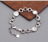 S925 Sterling Silver Roman Numeral Black and White Pearl Bracelet for Women, Elegant and Versatile Design Jewelry