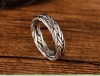 s925 sterling silver retro Thai silver fashion jewelry men's and women's couple rings braided double braid simple ring