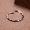 S925 Pure Silver Necklace and Bracelet Set, Simple and Versatile 4mm Men's