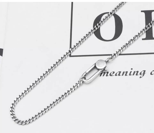 S925 Sterling Silver Vintage Horsewhip Necklace Women's Thai Silver Aged Fashion Personalized Hip-hop Trend Men's Necklace Sweat