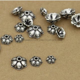 Handmade 925 Silver Flower Beads Caps