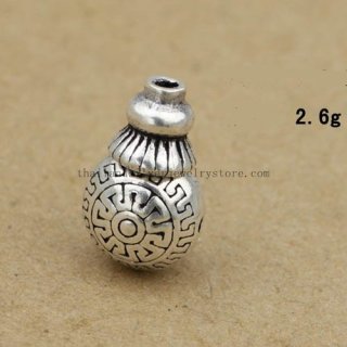 Handamde 925 Silver Lucky Symbol Guru Bead Three-hole Bead