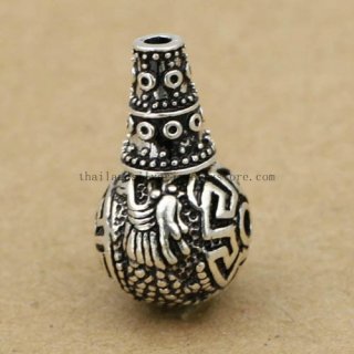 Handmade 925 Silver Dragon Guru Bead Mala's Three-hole Bead