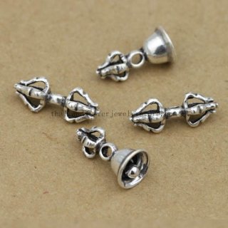 Handmade 925 Silver Tibetan Dorje and Bell Bead