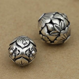 Handmade 925 Silver Flower Beads Handmade Silver Beads