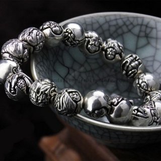 925 Thai Silver men's bracelet 18 arhats Thai silver bracelet