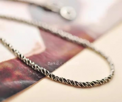 925 Sterling Silver Jewelry Vintage Thai Silver Rope Pattern Chain Unisex Gift Necklace 1.5mm Thick Long