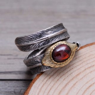 s925 sterling silver jewelry, retro Thai silver open feather silver ring, personalized trendy men's and women's couple ring