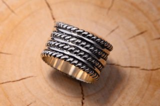 s925 sterling silver Korean version old retro Thai silver wide version twisted pattern personalized men's sterling silver index