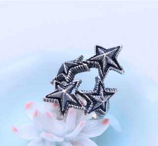 Holy Fire S925 Sterling Silver Retro Thai Silver Personalized Pop Punk Ring Pentagram Pentagram Ring for Men and Women